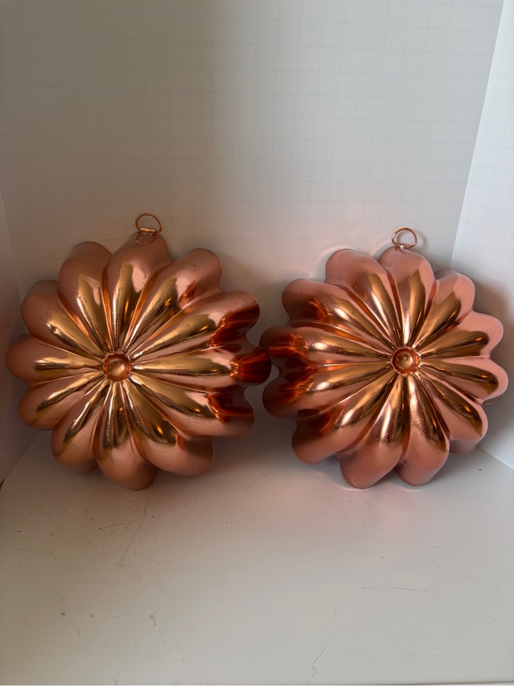 Copper Jello Flower Mold Set Of Two Decorative & Useable Hanging Copper Finish